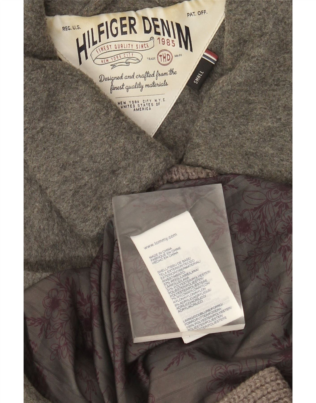 Tommy Hilfiger Γυναικείο Πανωφόρι UK 10 Small Grey Wool