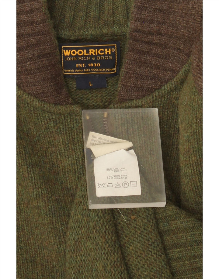 Woolrich Ανδρικό πουλόβερ με γραφικό ζακέτα με μεγάλο πράσινο χρώμα μαλλί