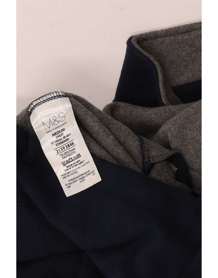 Marks & Spencer Ανδρικό Fleece Jacket UK 38 Medium Navy Blue Polyester