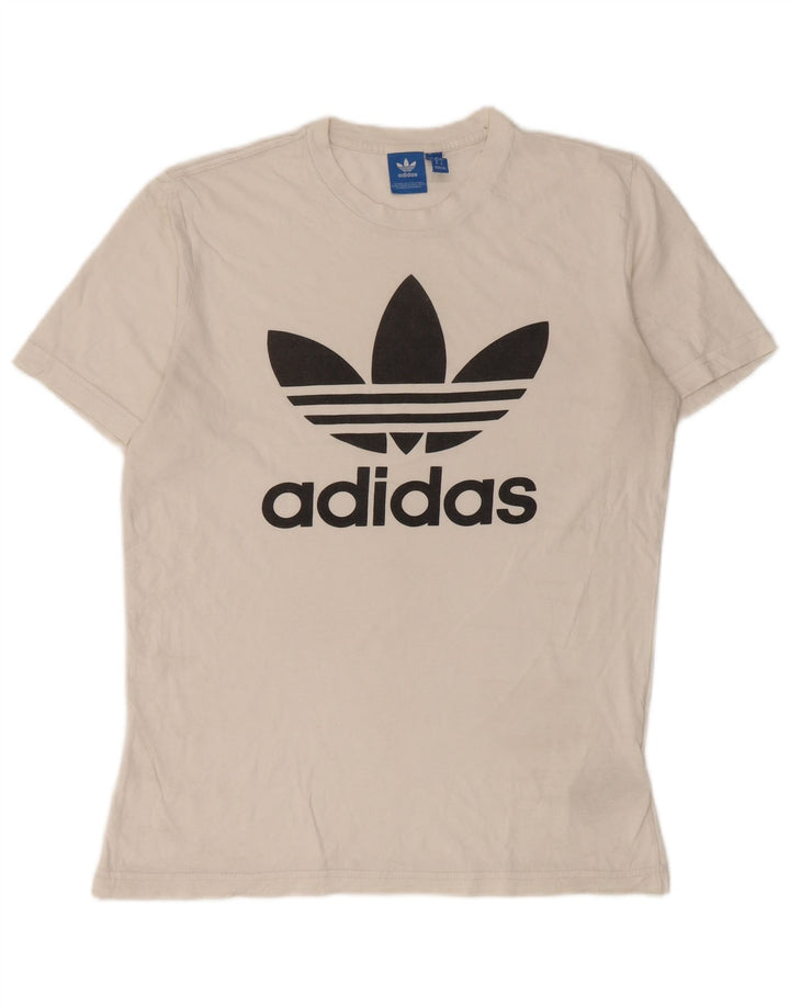 Ανδρικό γραφικό T-Shirt Adidas Top από μεσαίο λευκό βαμβακερό