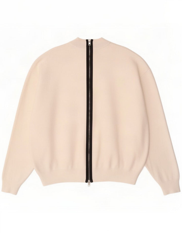 Zara Γυναικείο πουλόβερ ζακέτα oversized UK 14 μεσαία λευκή βισκόζη