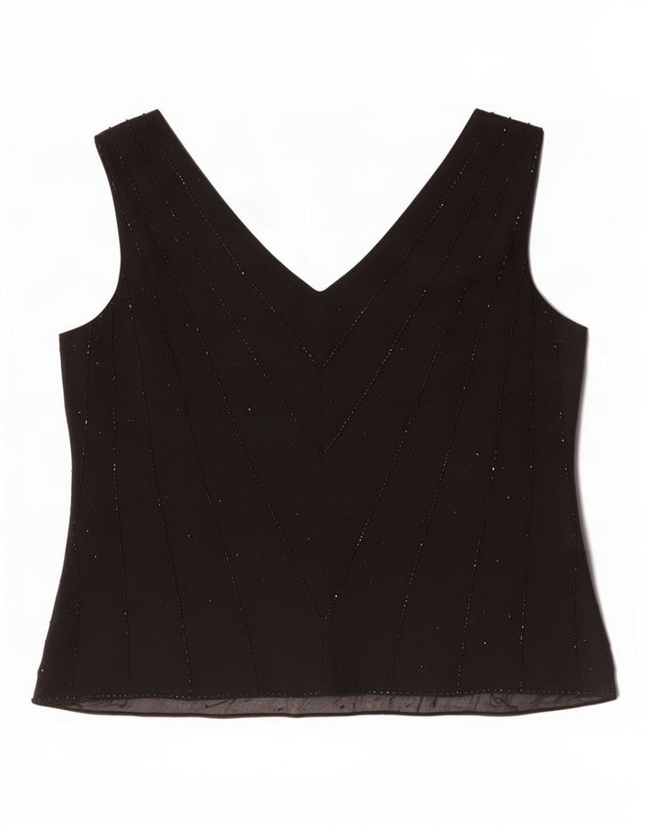 Marks & Spencer Γυναικεία Αμάνικη Μπλούζα Τοπ UK 20 2XL Μαύρο Μεταξωτό