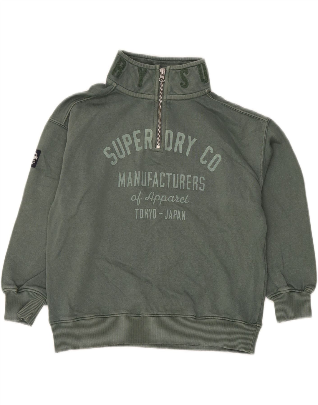 SUPERDRY Γραφικό Φούτερ με φερμουάρ για αγόρια 7-8 ετών Πράσινο βαμβακερό