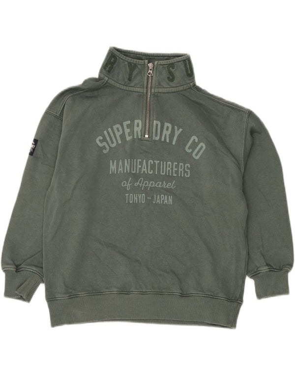 SUPERDRY Γραφικό Φούτερ με φερμουάρ για αγόρια 7-8 ετών Πράσινο βαμβακερό