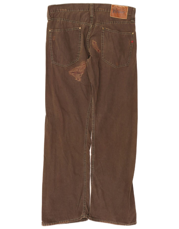 Replay Mens Distressed Straight Casual Trousers W33 L32 Brown Cotton