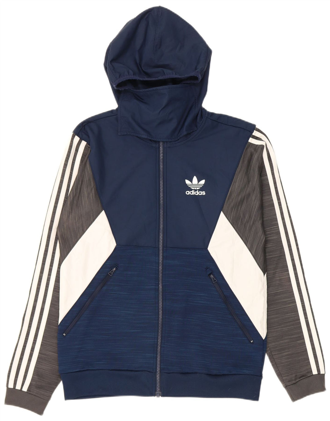 Ανδρικό πουλόβερ με κουκούλα με φερμουάρ Adidas Μικρό μπλε Navy Colorblock Πολυεστέρας