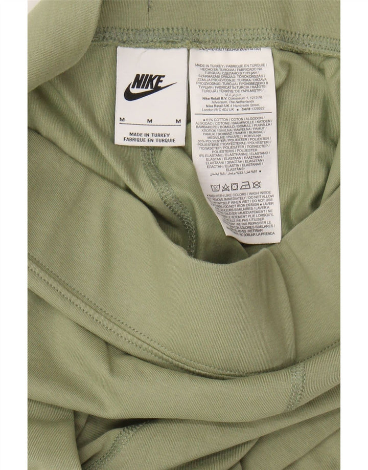 NIKE Womens Graphic Leggings UK 12 Medium  Green Cotton