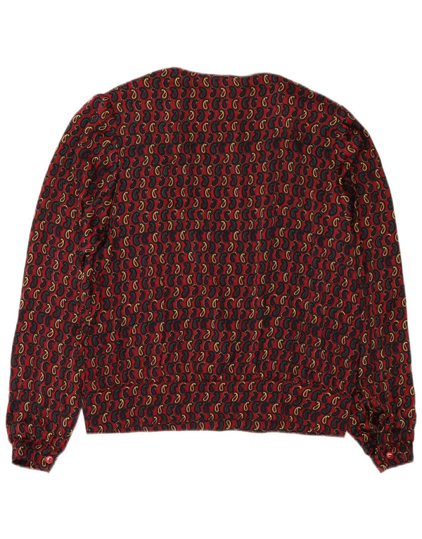 Vintage γυναικεία μακρυμάνικη μπλούζα UK 16 Large μπορντό Paisley