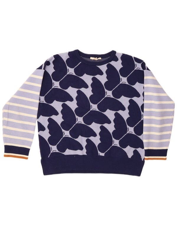 WHITE STUFF Γυναικείο πουλόβερ με λαιμόκοψη UK 14 Large Navy Blue ριγέ