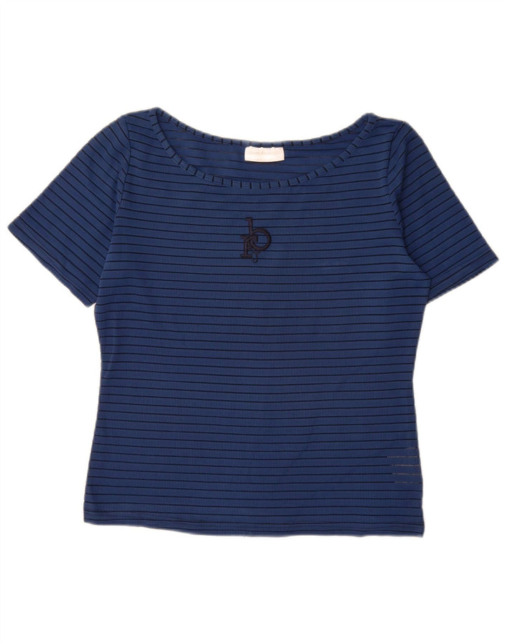 Γυναικείο γραφικό μπλουζάκι Roccobarocco Top IT 46 μεγάλο μπλε ριγέ πολυεστέρα