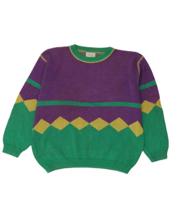 Γυναικείο πουλόβερ Benetton Boat Neck Jumper IT 48 XL Purple Colourblock Βαμβακερό
