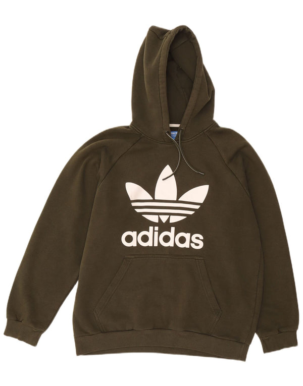 Ανδρικό γραφικό κουκούλα Adidas Μεγάλο βαμβακερό χακί