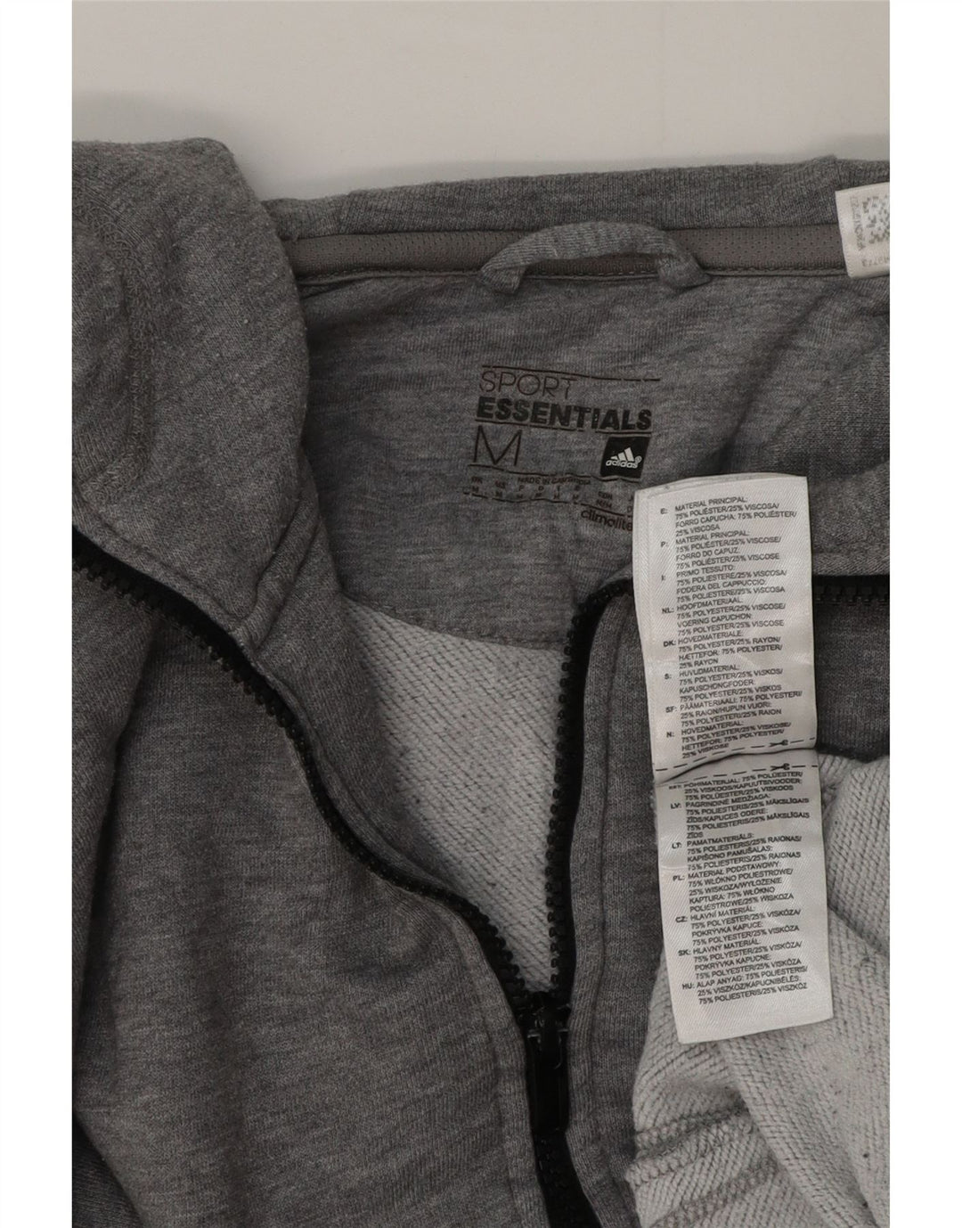 Ανδρικό πουλόβερ με κουκούλα με φερμουάρ Adidas μεσαίο βαμβακερό γκρι