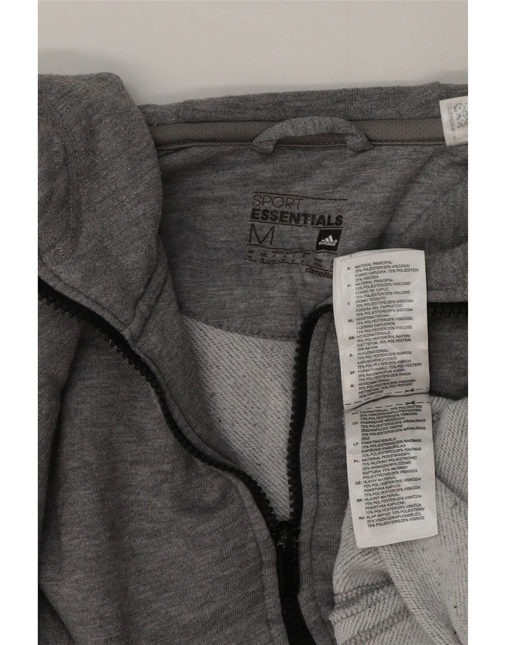 Ανδρικό πουλόβερ με κουκούλα με φερμουάρ Adidas μεσαίο βαμβακερό γκρι