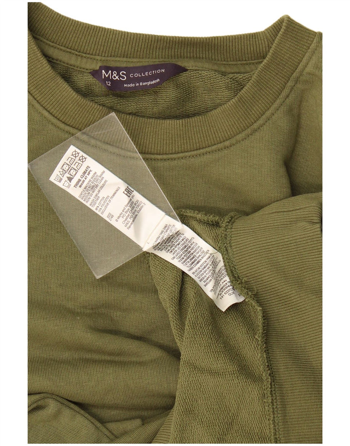 Marks & Spencer Γυναικεία Φούτερ Jumper UK 12 Medium Khaki Cotton