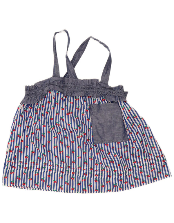 Benetton Γυναικείο Crop Cami Top UK 14 Medium Blue ριγέ βαμβακερό