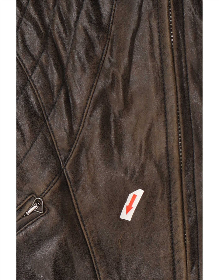Trussardi Γυναικείο Biker Δερμάτινο Μπουφάν UK 14 Μεσαίο Καφέ