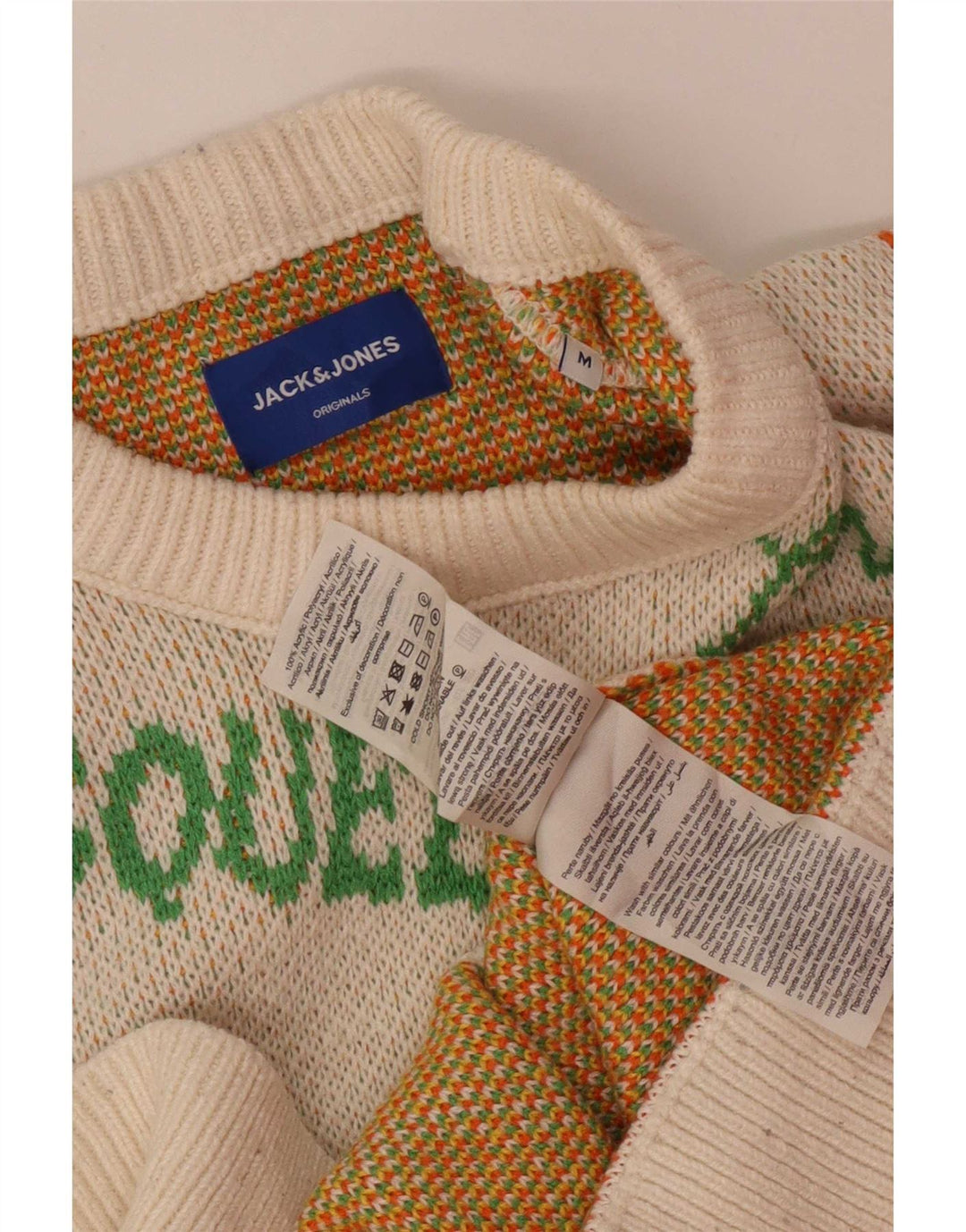 Ανδρικό πουλόβερ Jack & Jones Graphic Crew Neck Jumper Μεσαίο λευκό ακρυλικό