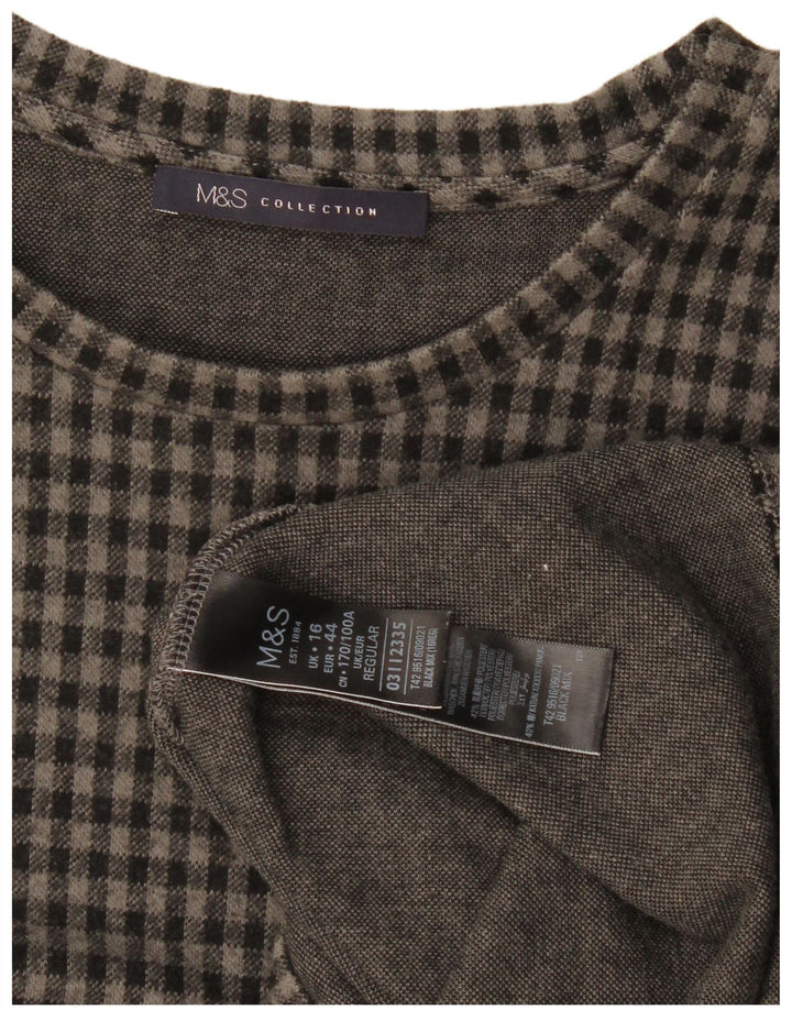 Marks & Spencer Γυναικείο φόρεμα 3/4 μανίκι Shift UK 16 Large Grey Gingham