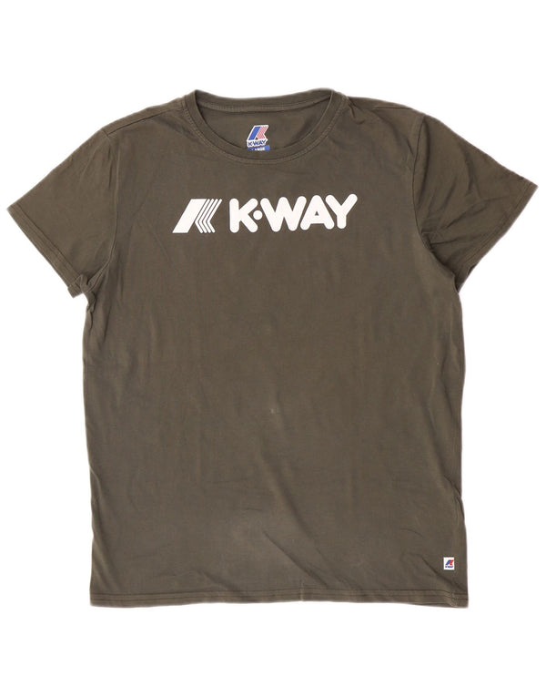 K-Way Boys Graphic T-Shirt Top 15-16 ετών μεγάλο χακί βαμβάκι