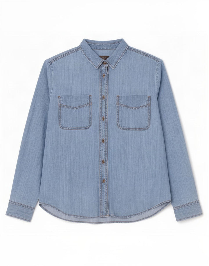 Marks & Spencer Γυναικείο υπερμεγέθη τζιν πουκάμισο UK 10 Small Blue Lyocell