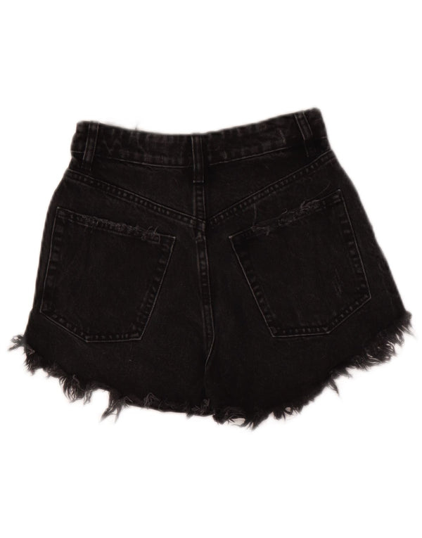 Zara Γυναικείο τζιν σορτς με ταλαιπωρημένο ψηλόμεσο EU 32 2XS W22 μαύρο βαμβακερό