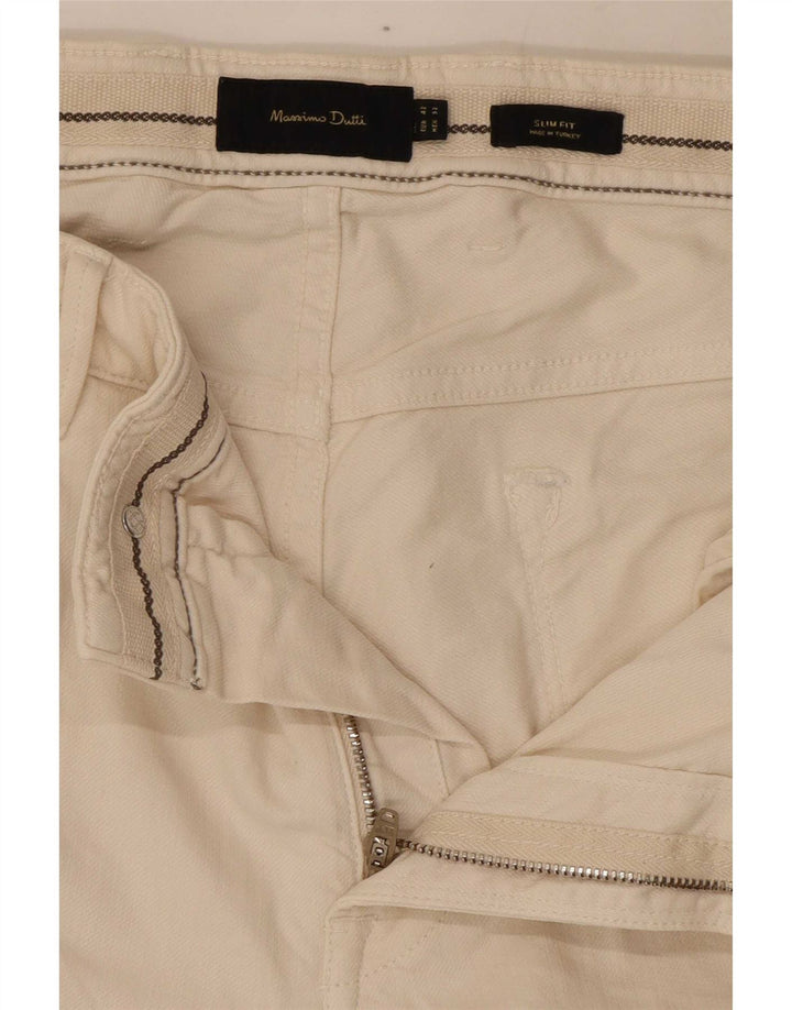 Massimo Dutti Γυναικείο Slim Jeans EU 42 Large W32 L31 Λευκό βαμβακερό