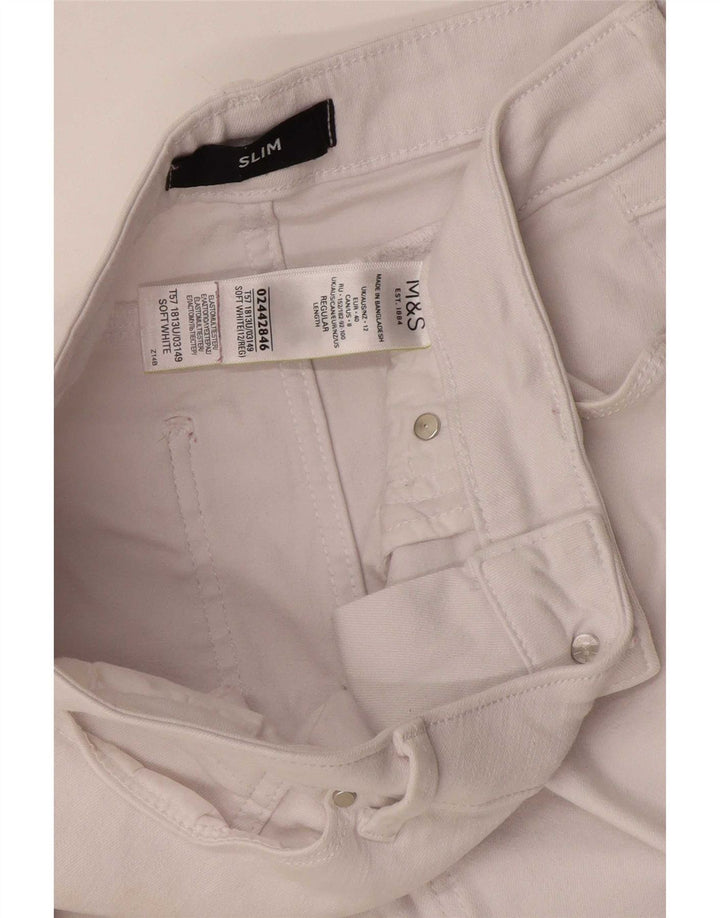Marks & Spencer Γυναικεία Slim Jeans UK 12 Medium W30 L27 White Cotton