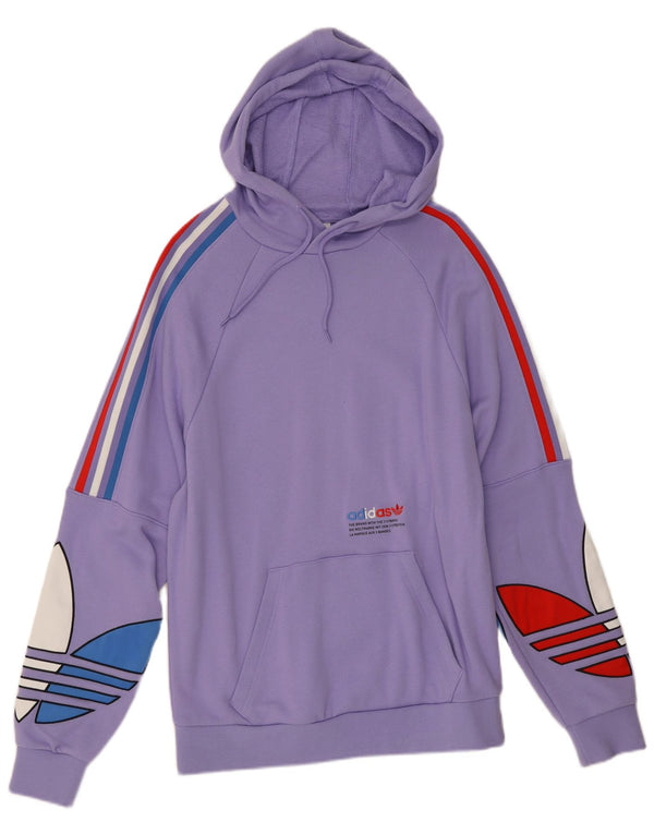 Adidas Γυναικείο Γραφικό Hoodie Jumper UK 16 Μεγάλο Βαμβακερό Μωβ