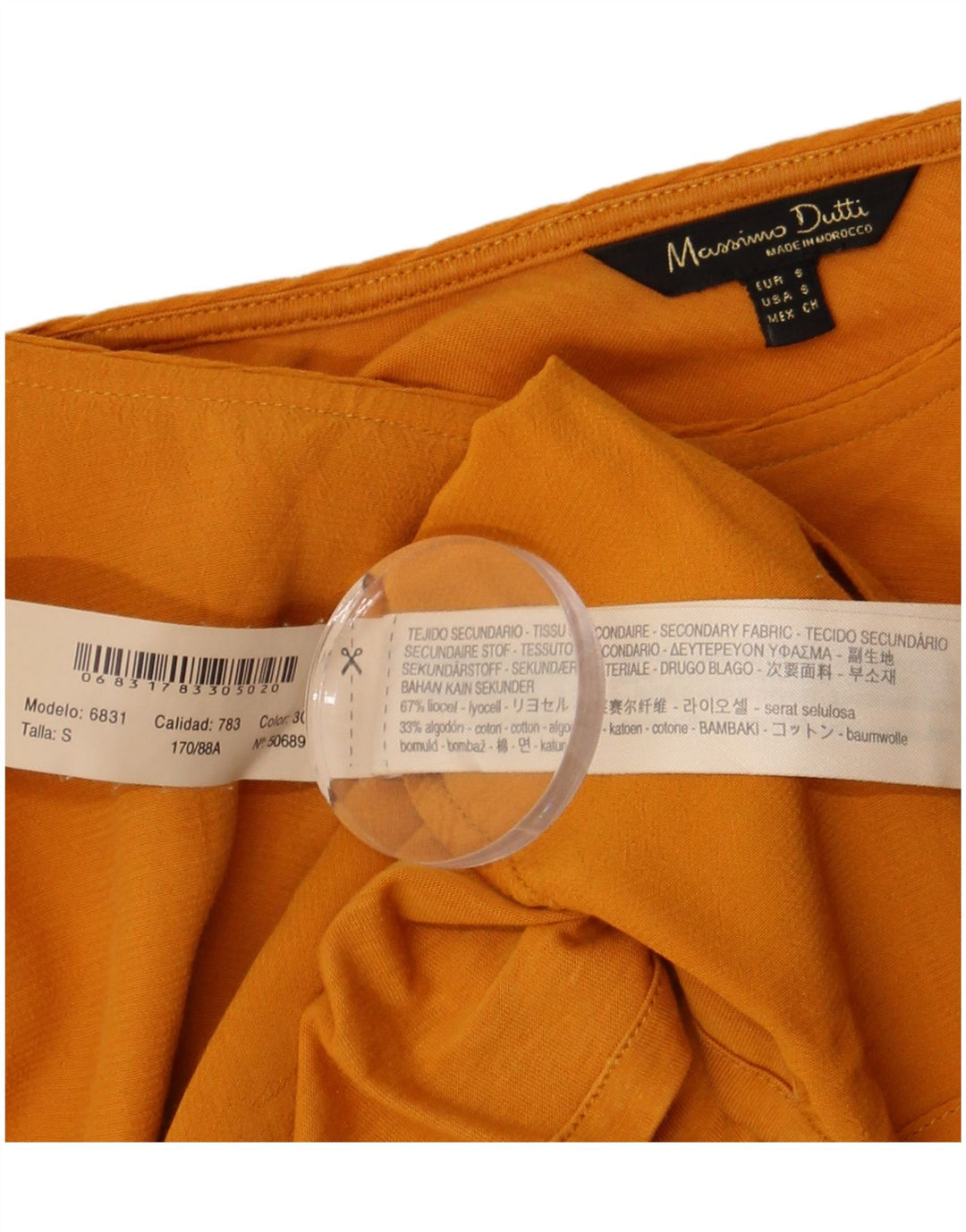 Massimo Dutti Γυναικεία μακρυμάνικη μπλούζα τοπ UK 10 Small Yellow Lyocell
