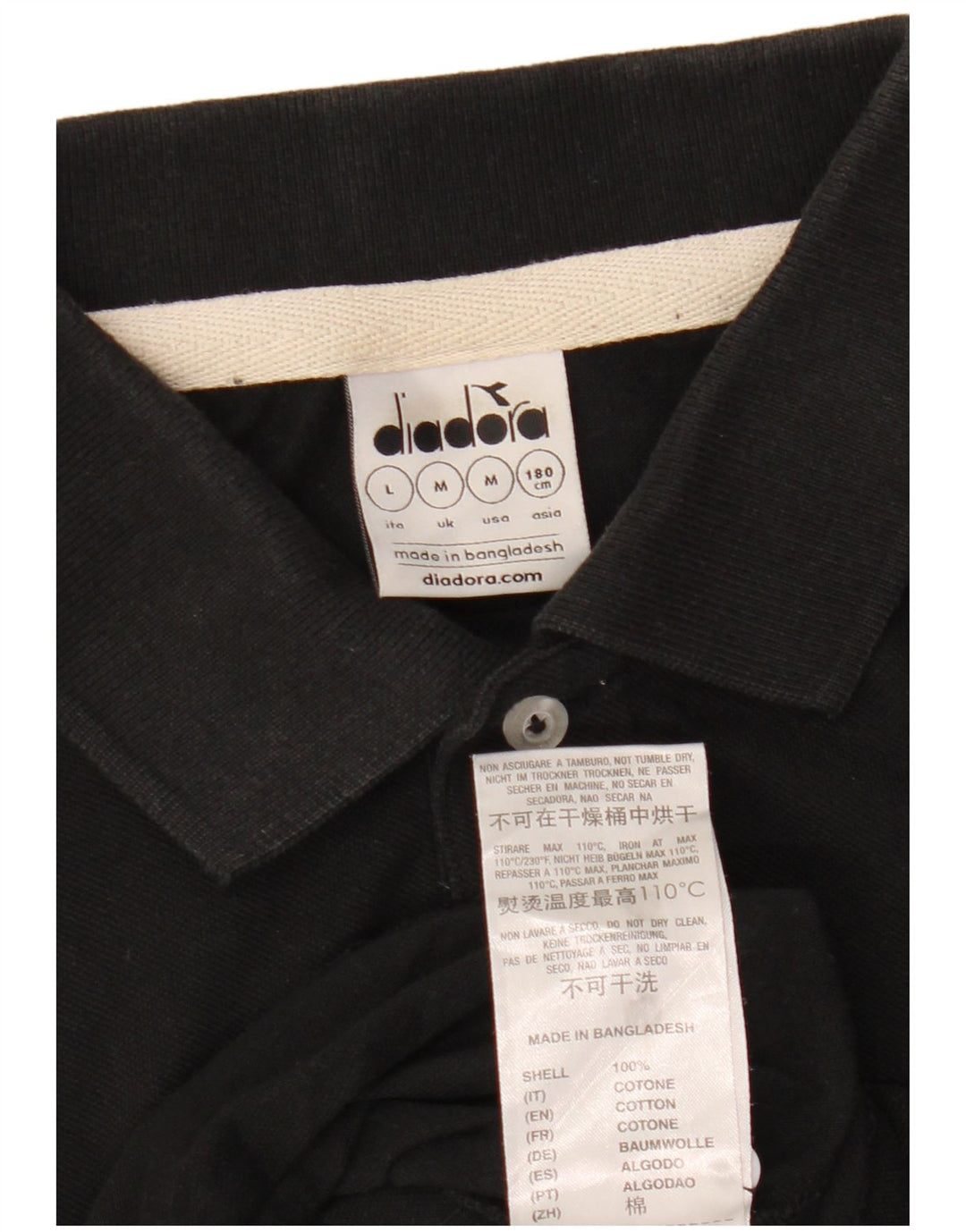 Ανδρικό μπλουζάκι πόλο Diadora, μεσαίο μαύρο βαμβακερό