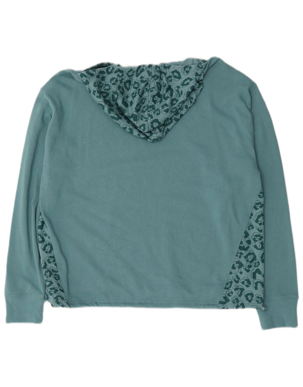 Champion Womens Graphic Hoodie Jumper UK 16 Large Blue Animal Print