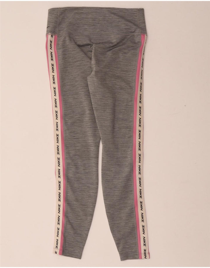 Γυναικεία Nike Dri Fit Graphic κολάν UK 12 μεσαίου γκρι πολυεστέρας