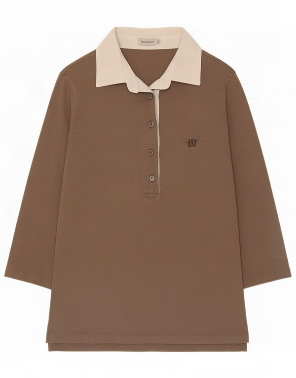 Henry s γυναικείο μπλουζάκι πόλο 3/4 μανίκι IT 44 Medium Beige Colorblock