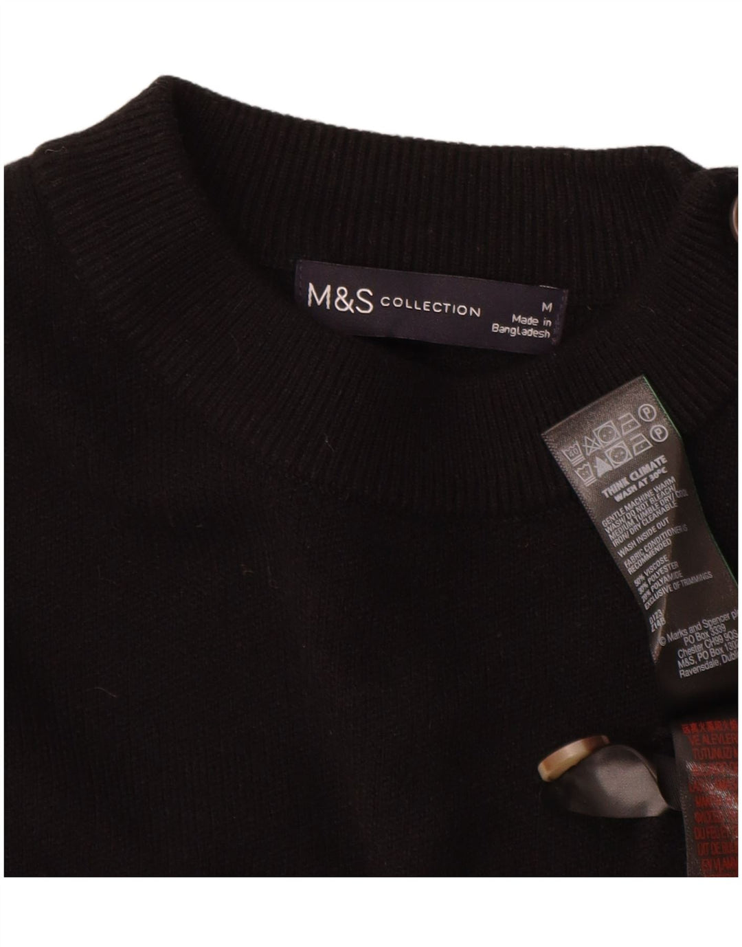 Marks & Spencer Γυναικείο πουλόβερ με λαιμόκοψη UK 14 μεσαία μαύρη βισκόζη