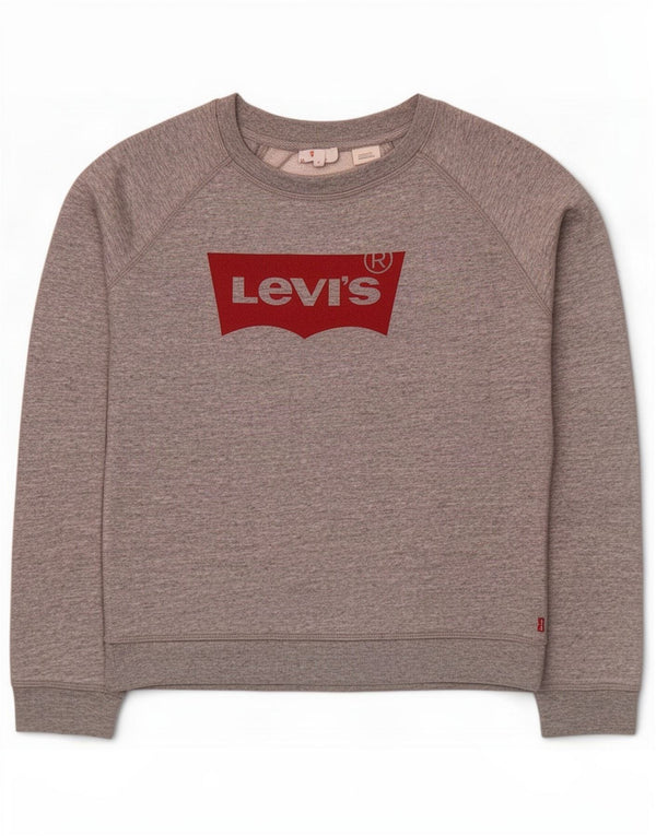 Levi's Womens Graphic Sweatshirt Jumper UK 10 Small Grey Flecked