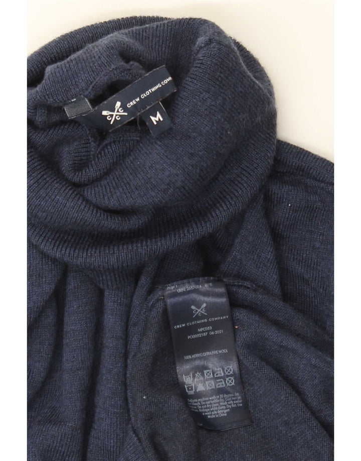 Crew Clothing Ανδρικό πουλόβερ με ρολό λαιμόκοψη, μεσαίο μπλε ναυτικό μαλλί Merino