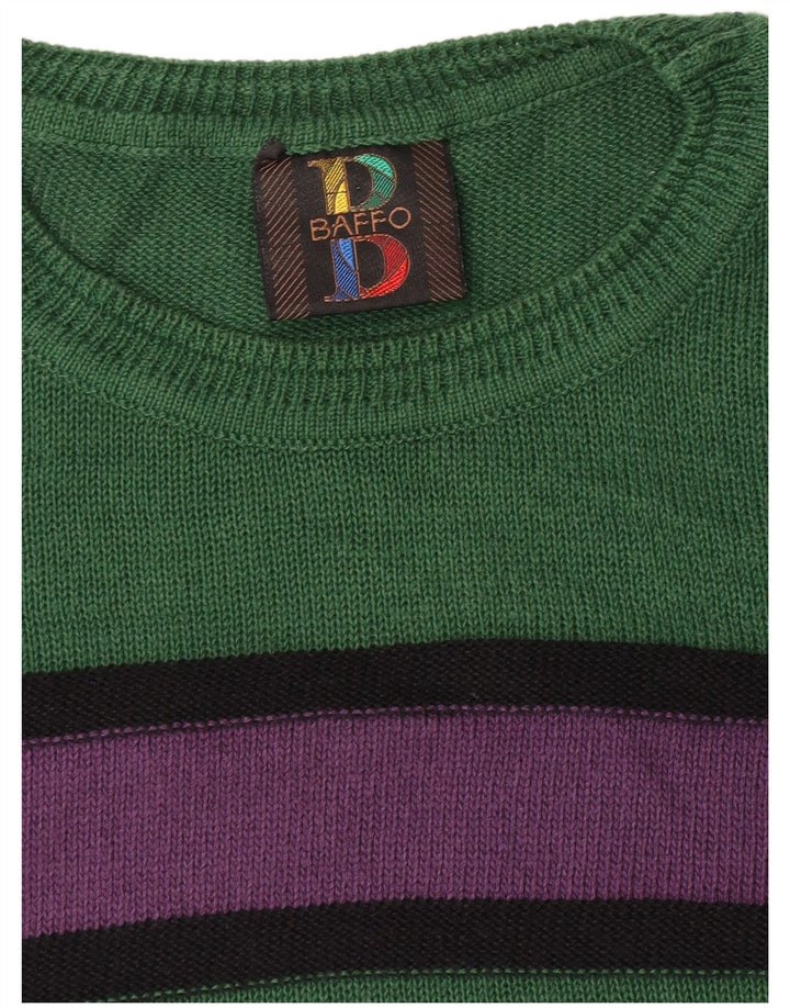 Πουλόβερ Baffo Mens Crew Neck Jumper Μεγάλο Πράσινο Ριγέ