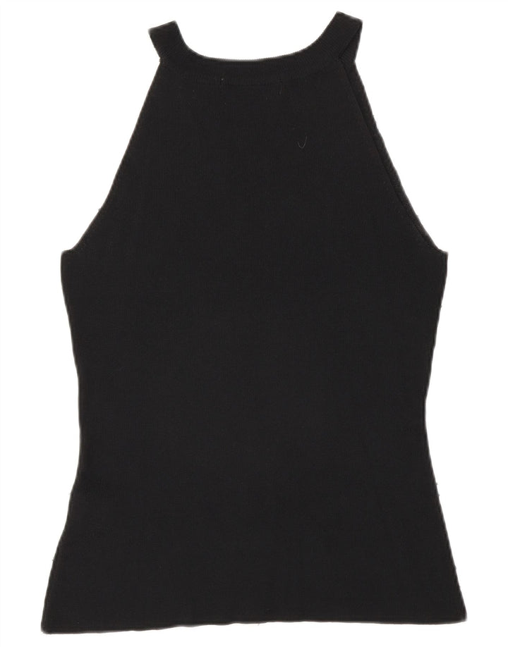 Zara Γυναικεία Αμάνικη Μπλούζα Τοπ UK 14 Large Black Rayon