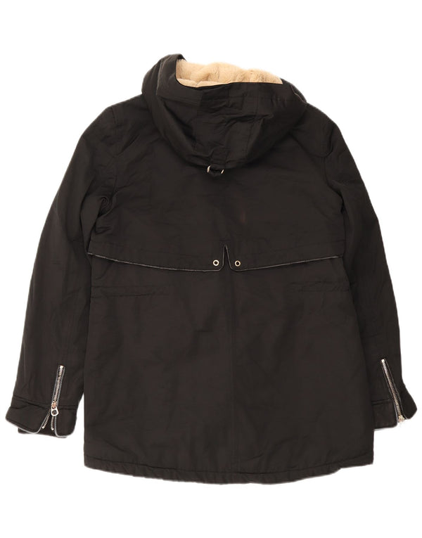 Zara Γυναικείο Trafaluc Hooded Oversized Jacket Parka UK 10 Small Black Cotton