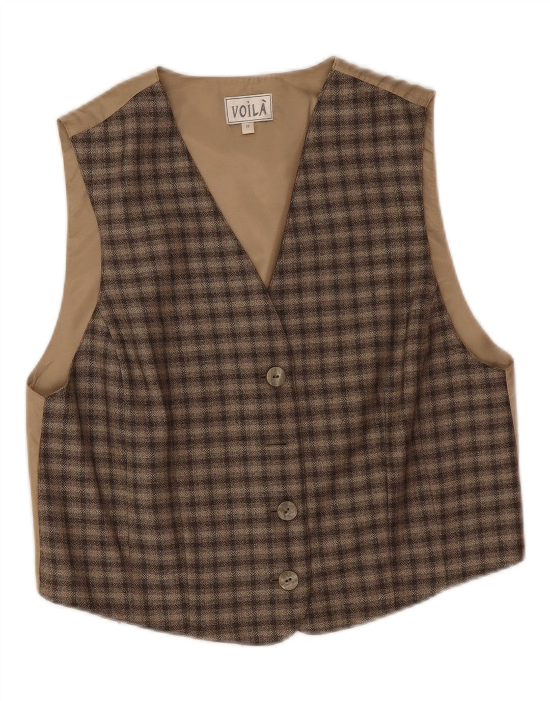 Vintage Γυναικείο Γιλέκο EU 40 Medium Beige Check Polyester