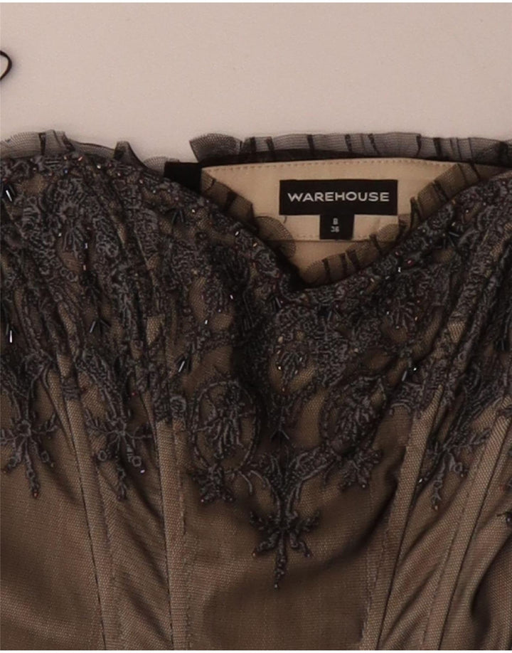 WAREHOUSE Γυναικείο κορσές ώμου τοπ UK 8 Μικρό μπεζ λουλουδάτο πολυεστέρα