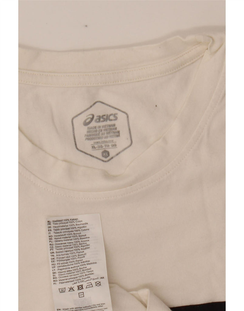 ASICS Womens Graphic T-Shirt Top UK 18 XL White Colourblock Cotton Vintage Asics and Second-Hand Asics from Messina Hembry 