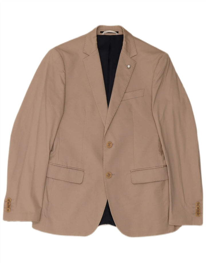 Liu Jo Ανδρικό Μπουφάν Blazer 2 Κουμπιών IT 48 Βαμβακερό μεσαίο μπεζ