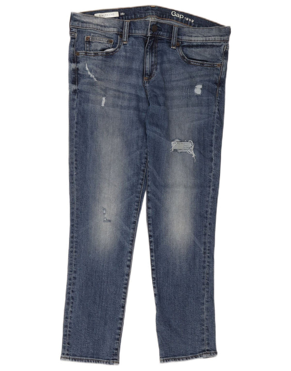 Gap Womens Girlfriend Distressed Slim Jeans W28 L26 Blue Cotton