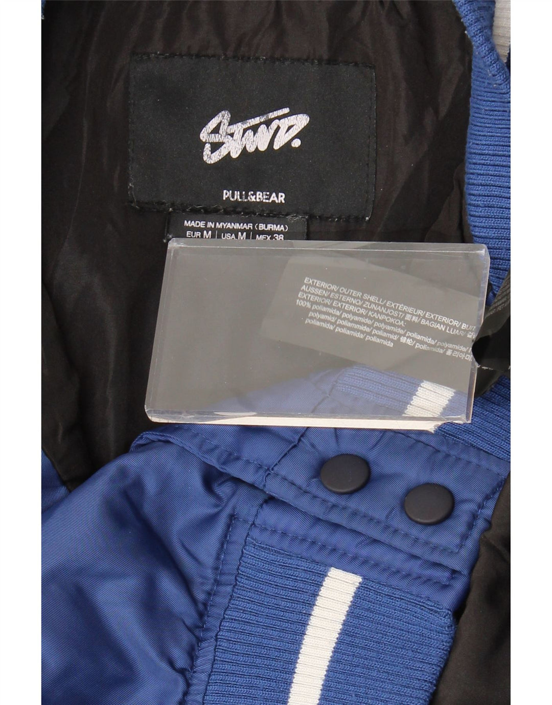 Ανδρικό μπουφάν Pull & Bear Boston Varsity UK 38 Medium Blue Colourblock