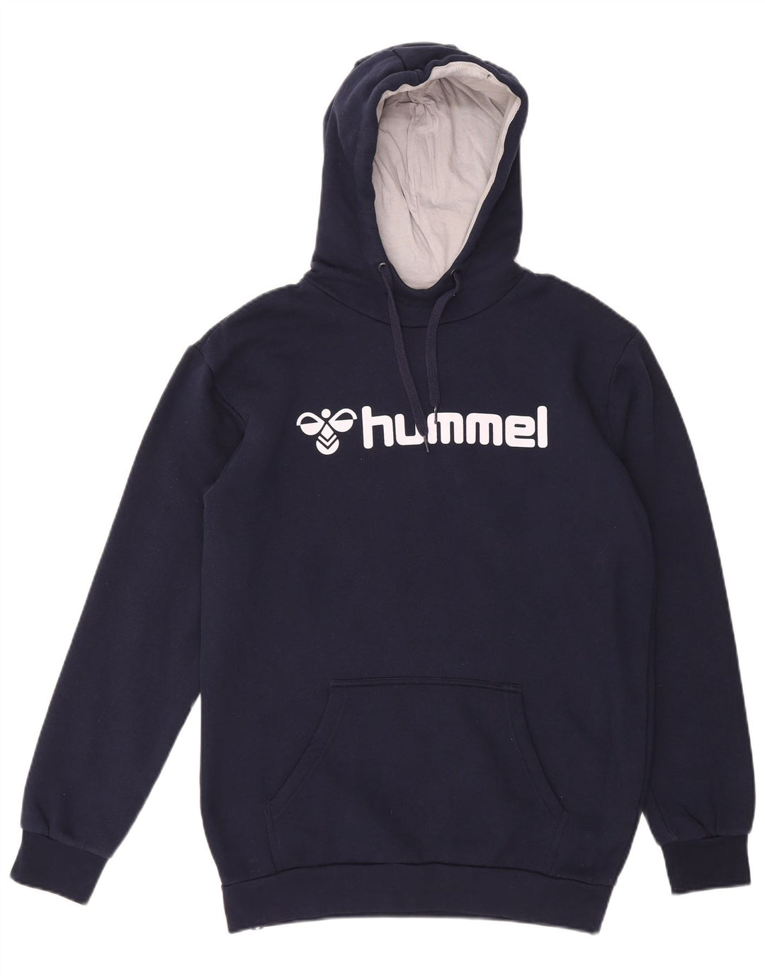 HUMMEL Mens Graphic Hoodie Jumper Medium Navy Blue Cotton
