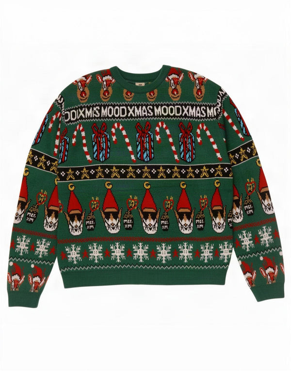 Zara Boys Crew Neck Jumper Sweater 13-14 Years Green Fair Isle Christmas