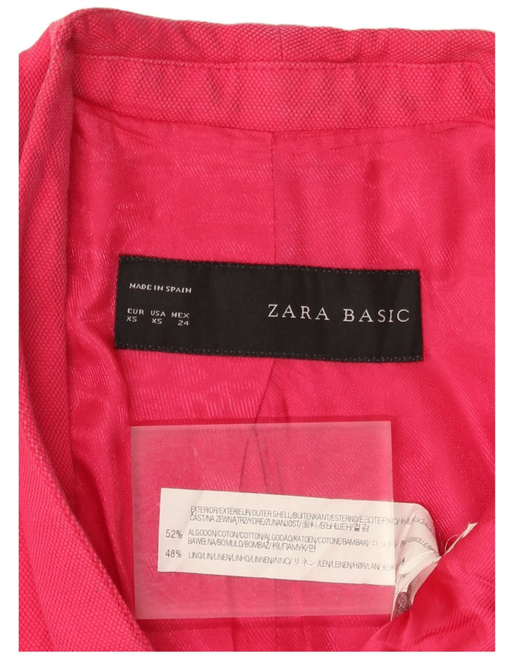 Zara Γυναικείο Μπλέιζερ Μπουφάν UK 6 XS Ροζ Βαμβακερό