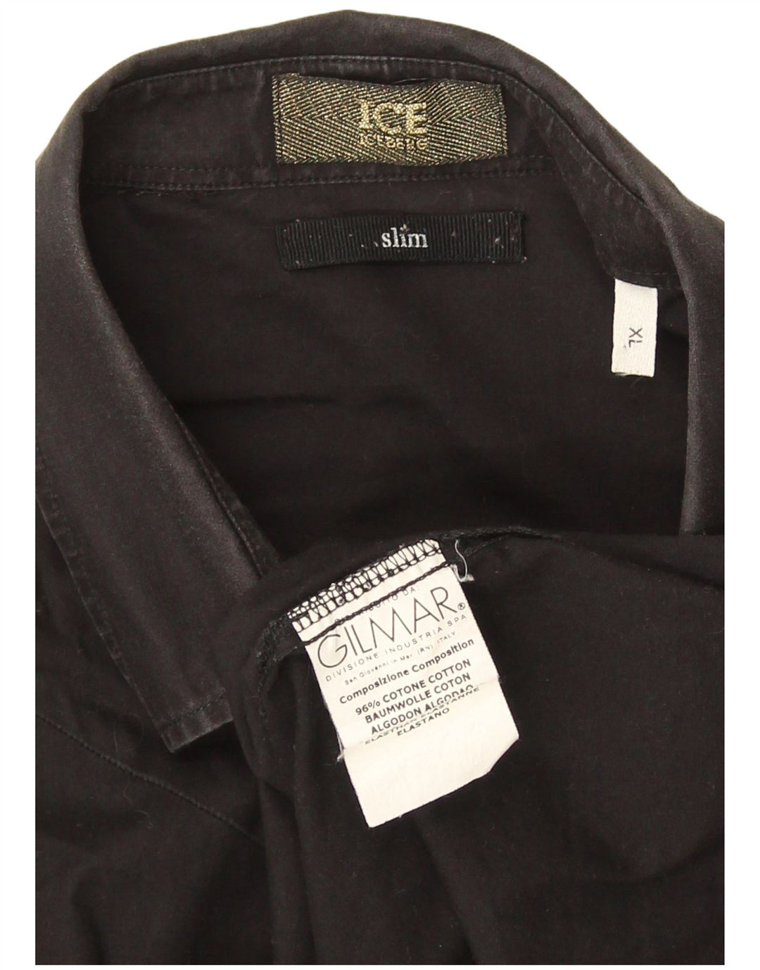 Ανδρικό πουκάμισο Iceberg Slim Fit XL Μαύρο βαμβακερό